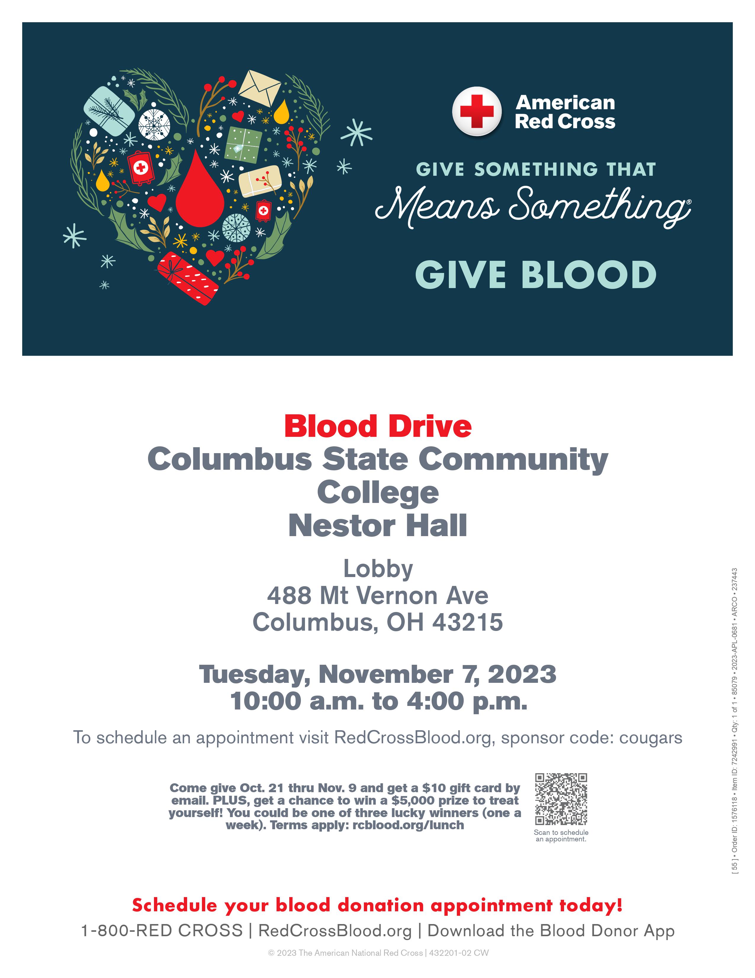 Blood Drive Nov. 7 | Columbus State Community College